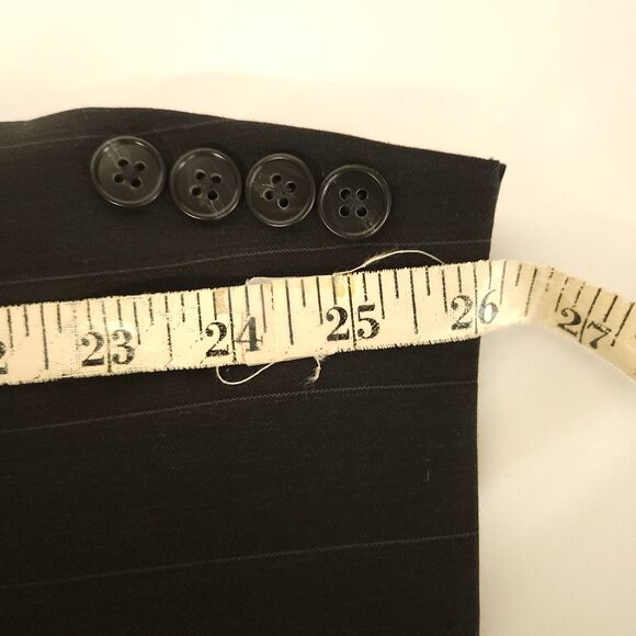 Hart Schaffner Marx Mens 44L Black Pinstripe Wool 3-Button Sports Coat Blazer - Picture 8 of 9